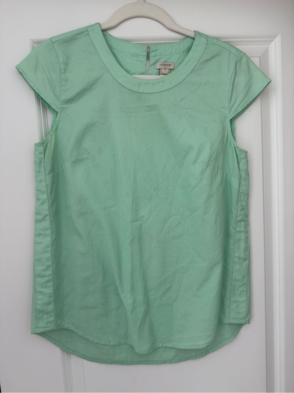 New J. Crew Mint Cap-Sleeve Cotton Top